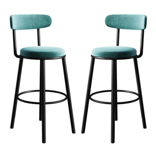 2er Set Moderne Samt Barhocker mit Rückenlehne Metallbeine Stilvolle Thekenhöhe Barhocker für Kücheninsel Bequeme gepolsterte Hochstühle für Bar Elegant und Langlebig Premium Sitzgelegenheit von Generisch