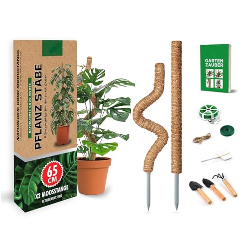 2er-Set Moosstab 60 cm Kokos-Rankhilfe Rankstab für kleine & mittelgroße Kletterpflanzen wie Monstera, Philodendron & Efeutute, inkl. Gartenwerkzeug-Set & E-Book. Pflanzenstab Zimmerpflanzen von Generisch