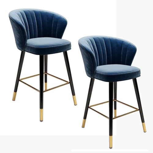 2er Set Nordic Velvet Barstühle mit Rückenlehne, stilvolle gepolsterte Hochstühle für Kücheninsel & Esszimmer, langlebiges schmiedeeisernes Gestell für Familienrestaurants 2er Set Nordic Velvet Barstühle mit Rückenlehne, stilvolle gepolsterte Hochstühle für Kücheninsel & Esszimmer, langlebiges schmiedeeisernes Gestell für Familienrestaurants von Generisch