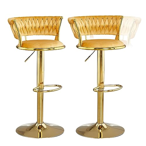 2er Set Orange Samt Drehbar Barhocker mit verstellbarer Höhe & Fußstütze - Moderne Hochstühle für Küche Insel Esszimmer oder Hausbar 2er Set Orange Samt Drehbar Barhocker mit verstellbarer Höhe & Fußstütze - Moderne Hochstühle für Küche Insel Esszimmer oder Hausbar von Generisch