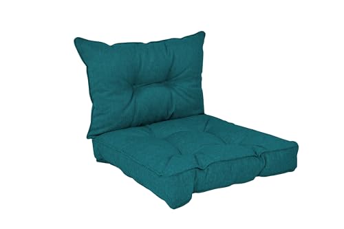 2er Set Outdoor Rattan Garten Terrasse Stühle mit Kissen - Dunkelgrün Sofa Palette Bequeme Sitzgelegenheit 60x60x10cm + Rückenlehne 60x40x10cm zur Entspannung von Generisch