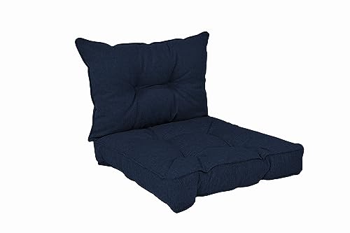 2er Set Rattan Outdoor Terrassenstühle mit Kissen - Dunkelblau Gartensofa Paletten Bequem 50x50x10cm Sitz & 50x40x10cm Rückenlehne für Gemütliche Entspannung von Generisch