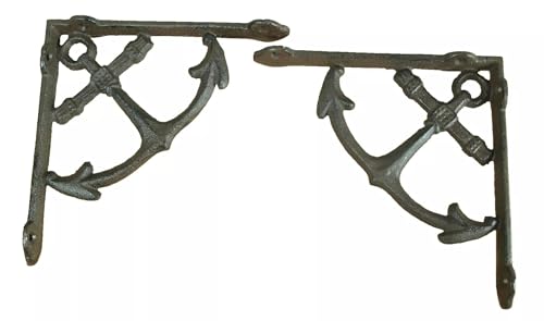 2er Set Regalstützen im maritimen Stil 19 x 19cm Konsolen Regalträger Gusseisen Regalhalter Regalwinkel BR von Generisch