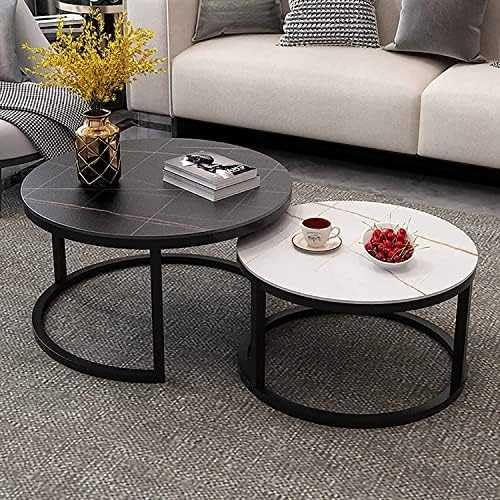 2er Set Runder Couchtisch Schreibtisch für kleine Räume Wohnzimmer Balkon Büro - Modern Nesting Couchtisch von Generisch