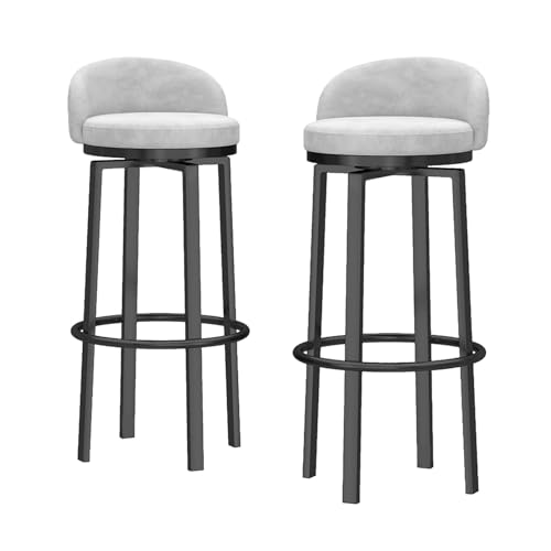 2er Set Samt Drehbar Barhocker Moderne Armlehne Thekenhöhe Stühle mit niedriger Rückenlehne & Metallbeinen, stilvolle Küche/Esszimmer Sitzgelegenheit, 65cm Sitzhöhe, Weiß 2er Set Samt Drehbar Barhocker Moderne Armlehne Thekenhöhe Stühle mit niedriger Rückenlehne & Metallbeinen, stilvolle Küche/Esszimmer Sitzgelegenheit, 65cm Sitzhöhe, Weiß von Generisch