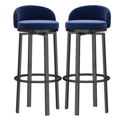 2er Set Samt Drehbar Barhocker mit schwarzer Fußstütze Hochstühle für Kücheninseln/Home Bar Blau Samt Thekenstuhl Insel Hocker 2er Set Samt Drehbar Barhocker mit schwarzer Fußstütze Hochstühle für Kücheninseln/Home Bar Blau Samt Thekenstuhl Insel Hocker von Generisch