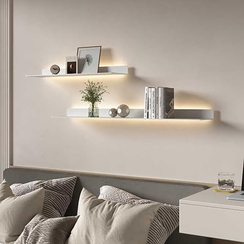 2er Set Schwebende Wandregale mit LED-Leuchten - Stilvolles Display für Wohnzimmer Küche Badezimmer Moderne Wohnkultur Platzsparende Aufbewahrung Nachtlicht Option von Generisch