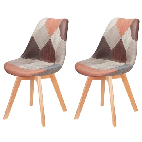 2er Set Skandinavische Esszimmerstühle Modernes Patchwork Design Beine aus Buchenholz Stilvoll für Esszimmer und Küche - Rosa 2er Set Skandinavische Esszimmerstühle Modernes Patchwork Design Beine aus Buchenholz Stilvoll für Esszimmer und Küche - Rosa von Generisch