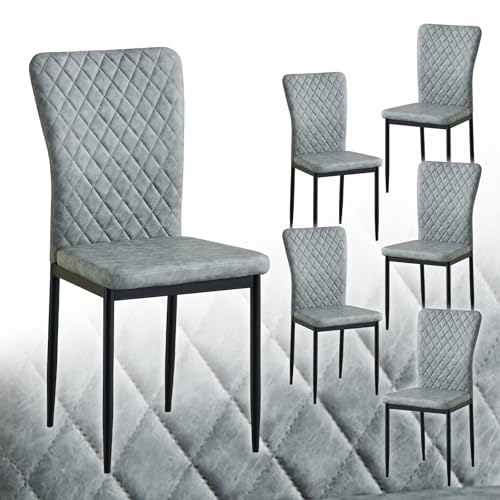 2er Set Skandinavische Esszimmerstühle Samt & PU Kunstleder Stilvolles Metallgestell mit Rückenlehne für Wohnzimmer Küche Esszimmer Modernes Design (Dunkelgrau) von Generisch