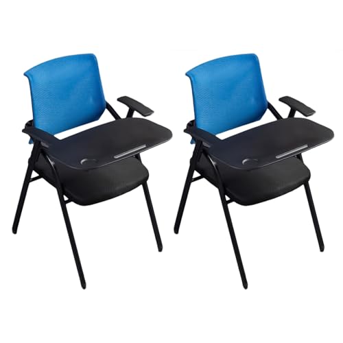 2er Set Stapelbare Gästestühle für Wartezimmer Klappbar Konferenzstühle mit Armlehnen Büro Empfang Schreibtisch Sitzgelegenheit Blau von Generisch