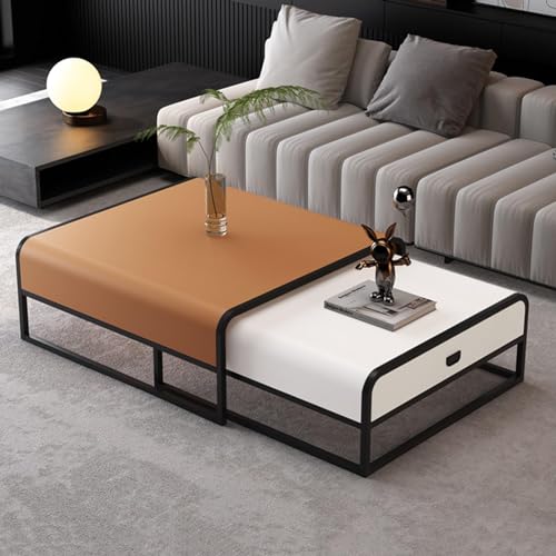 2er Set Stapelbare Nisttische mit Schublade, platzsparende Metallrahmen Beistelltische für Wohnzimmer, Schlafzimmer, Büro von Generisch