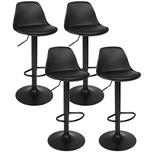 2er Set Verstellbare 360° Drehbar Barhocker Höhenverstellbar Küche Barstuhl mit Kunstleder Rückenlehne & Fußstütze Metallfuß Hochhocker von Generisch