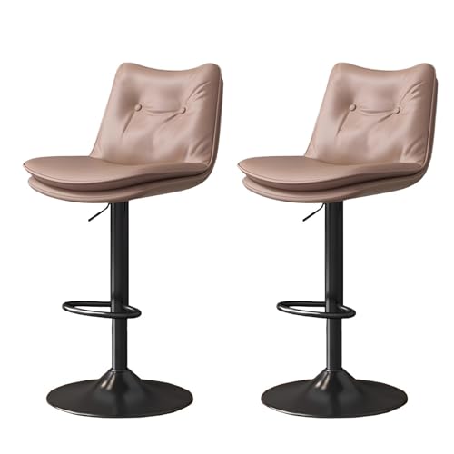 2er Set Verstellbare Barhocker Modern Drehbar Gepolstert Barstuhl mit Rückenlehne und Fußstütze für Küche Insel Esszimmer Theke Wohnzimmer Beige 2er Set Verstellbare Barhocker Modern Drehbar Gepolstert Barstuhl mit Rückenlehne und Fußstütze für Küche Insel Esszimmer Theke Wohnzimmer Beige von Generisch