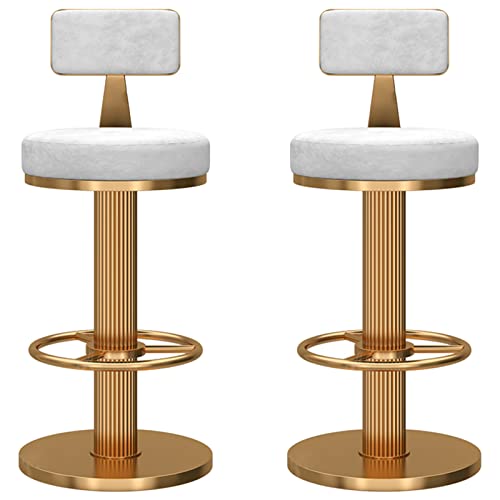 2er Set Verstellbare Samt Barhocker Drehstühle mit Goldfuß Runde Fußstütze Moderne Wohnmöbel für Küche Esszimmer Empfang Grau von Generisch