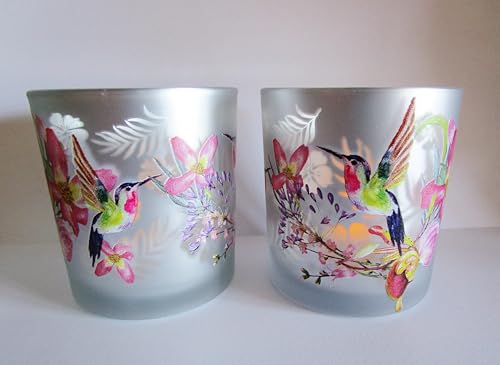 2er Set Windlicht Kolibri mit Blumen Glas Silberfarben mit Buntem Blütenmotiv Teelichtglas Teelichtgläser Deko Gartenparty Sommer 2er Set Windlicht Kolibri mit Blumen Glas Silberfarben mit Buntem Blütenmotiv Teelichtglas Teelichtgläser Deko Gartenparty Sommer von Generisch