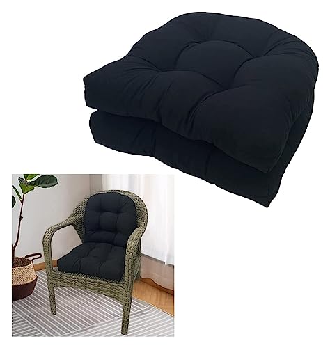 2er Set weiche Sitzkissen für Küchenstühle Sessel & Gartenmöbel - 48x48cm Noir, perfekt für Esszimmer, Terrasse & Wohnzimmer von Generisch