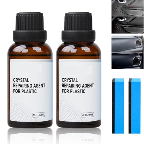 2pcs Kunststoffteile Kristalline Beschichtung, 2025 Neues Auto-Kunststoff-Renovierungsmittel, Auto Plastikteile Restaurator Reinigt und Pflegt alle Kunststoffteile (30ml*2) von Generisch