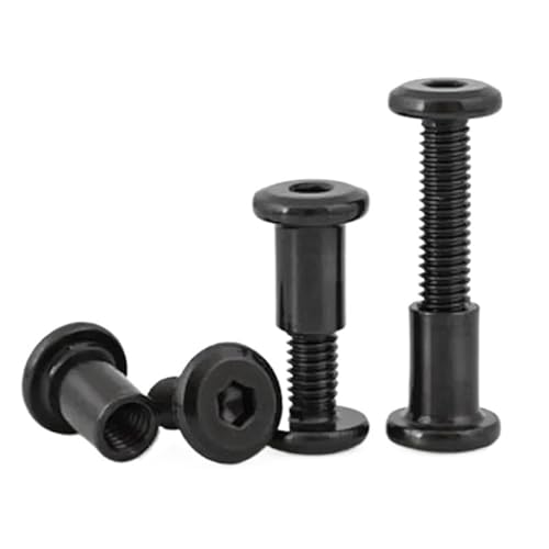 2sets-10sets M4 M5 M6 M8 stahl mit schwarz große flache sechskant möbel schraube mit mutter Niet Verbinder Einsatz Joint Hülse Mutter(25mm(L),5pcs M4XL with Nut) von Generisch