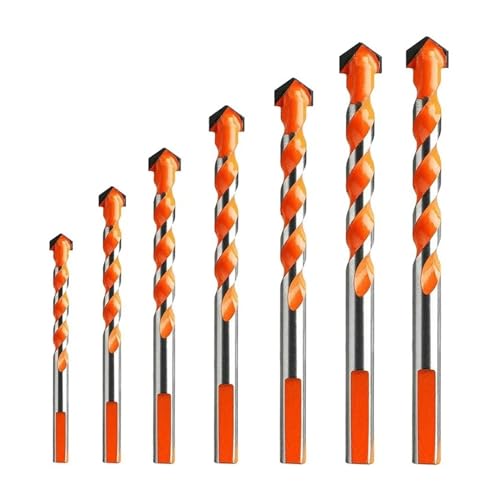 3-12mm Multifunktionales Dreieckbohrer-Diamantbohrer-Set for Keramikfliesen, Beton, Ziegel, Holz, Glas, Lochsäge, Metallbohrer(7 PCS Set Orange Red) von Generisch