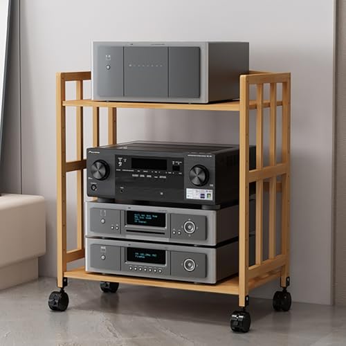 3 AV-Media-Ständer mit CD-Player-Regal und höhenverstellbarer Mehrzweck-TV-Ständer mit Rollen, Braun, 80 x 76,2 cm 3 AV-Media-Ständer mit CD-Player-Regal und höhenverstellbarer Mehrzweck-TV-Ständer mit Rollen, Braun, 80 x 76,2 cm von Generisch