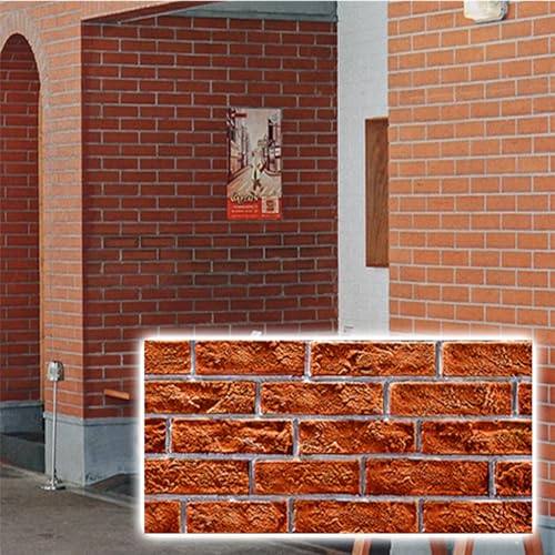 3 Cm Dicke 3D-Paneele Für Außenwände, PU-Wandfliesen Für Küche/Villa, Wandverkleidung In Rot-Ziegel-Optik, Landhausstil, Wasserfest Und Schmutzabweisend(120x60cm,5 pack) von Generisch