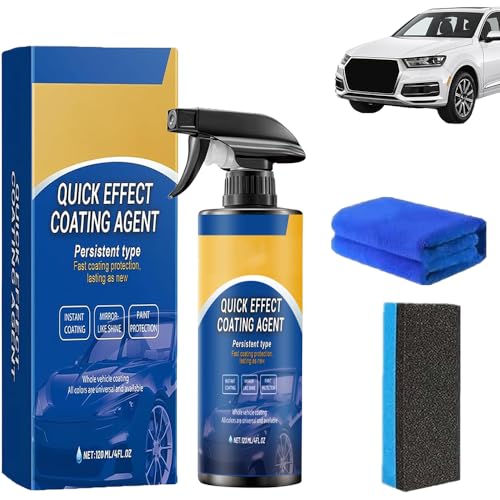 3 In 1 High Protection Quick Car Coating Spray, 2025 Advanced Car Quick-Acting Coating Agent Spray, Auto Politur Set mit Schwamm Handtuch QuickEffect Coating Agent für Nano Repair Protective (1SET) von Generisch
