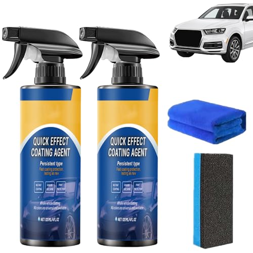 3 In 1 High Protection Quick Car Coating Spray, 2025 Advanced Car Quick-Acting Coating Agent Spray, Auto Politur Set mit Schwamm Handtuch QuickEffect Coating Agent für Nano Repair Protective (2SET) von Generisch
