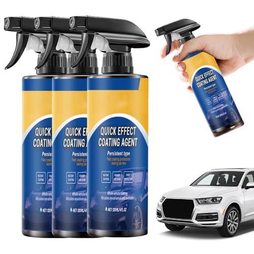 3 In 1 High Protection Quick Car Coating Spray, 2025 Advanced Car Quick-Acting Coating Agent Spray, Auto Politur Set mit Schwamm Handtuch QuickEffect Coating Agent für Nano Repair Protective (3PC) von Generisch