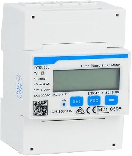 3-Phasen 4-Draht Smart Meter,DTSU666 Dreiphasiger, Dreiphasen-Elektrozähler, Direktverbindung mit RS485/Modbus RTU, Ladegerät für Stromrechnung Elektroautos von Generisch
