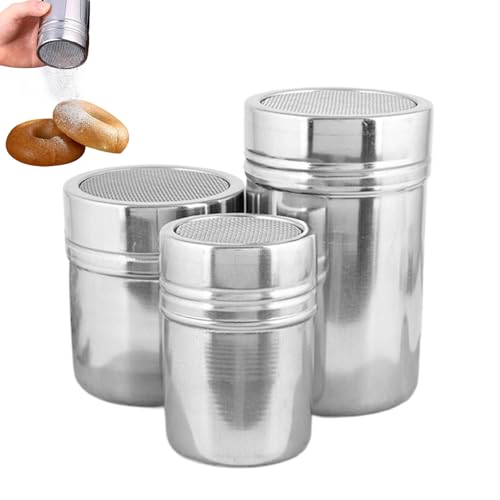 3 Stück Puderzuckerstreuer – Edelstahl Puderzucker-Staubwedel zum Backen | Mehrzweck-Behälter Küche Kochen Ausrüstung für Tee, Kuchen, Brot, Gebäck, Pfannkuchen 3 Stück Puderzuckerstreuer – Edelstahl Puderzucker-Staubwedel zum Backen | Mehrzweck-Behälter Küche Kochen Ausrüstung für Tee, Kuchen, Brot, Gebäck, Pfannkuchen von Generisch