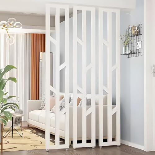 3 Stück Verstellbare Raumteiler Sichtschutzwände, Metall Boden bis Decke Trennsäulen ohne Bohren Wandtrennzaun Platzsparender Raumteiler (Weiß, 50 cm/19,6 Zoll/0,5 m) von Generisch