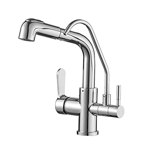3-Wege Ausziehbrause Küchenarmatur Doppelgriff Mischbatterie mit Wasserfilter für Trinkreiniger & Vielseitig einsetzbar Modernes Design für Spüle von Generisch