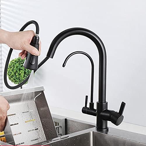 3-Wege-Küchenarmatur, ausziehbar, schwarz, Dual-Sprühmodus, Wasserhahn mit Wasserfilter, vielseitiger 3-Modus, Küchenspüle, Wasserhahn für Trinkwasser und Kochen, einfache Installation 3-Wege-Küchenarmatur, ausziehbar, schwarz, Dual-Sprühmodus, Wasserhahn mit Wasserfilter, vielseitiger 3-Modus, Küchenspüle, Wasserhahn für Trinkwasser und Kochen, einfache Installation von Generisch