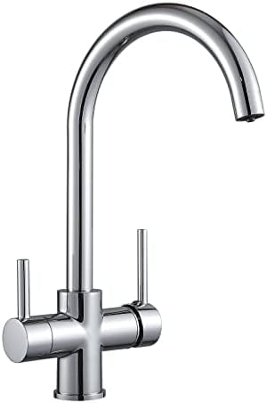 3-Wege-Küchenarmatur – 3-in-1 Trinkwassermischer mit 360° schwenkbarem Auslauf, Doppelhebel-Design, Chrom-Finish, Wasserfilter für reines, sauberes Trinkwasser von Generisch
