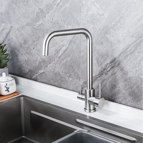 3 Wege Küchenarmatur Weiß Edelstahl Wasserhahn 3 in 1 Mischbatterie mit Trinkwasserfilter Langlebig Küchenspüle Wasserhahn für Saubere Wasserversorgung von Generisch