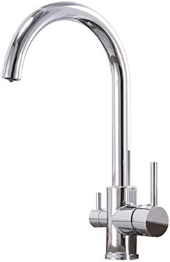 3-Wege-Küchenarmatur mit Filter - Schwarz 360° Schwenkbarer Auslauf Chrom Trinkwasserreiniger Wasserhahn Moderne Spültischarmatur für Zuhause & Restaurant Einfache Installation Design von Generisch