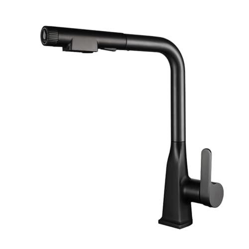 3-Wege-Küchenarmatur mit Filter Schwarz Pull-Down-Sprüher Einhandmischer Schwenkauslauf Küchenspüle Mischbatterie Modernes Design für einfache Bedienung von Generisch