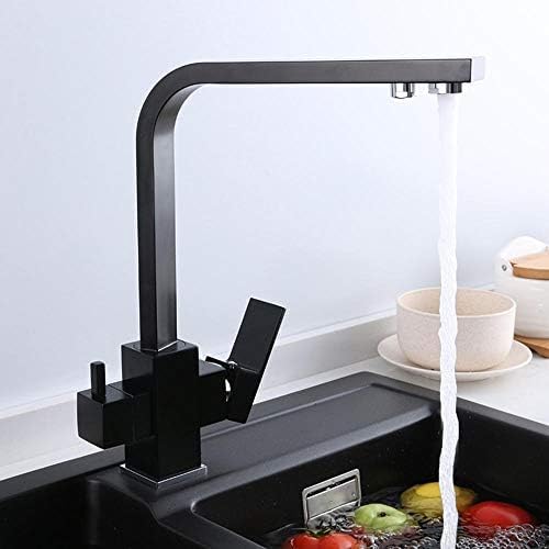 3-Wege-Küchenarmatur mit Wasserfilter, Doppelauslass Multifunktionaler Heiß- und Kaltmischer, Unterspüle Filter Wasserhahn, Stilvolle schwarze Küchenspüle, Hafer-Finish von Generisch