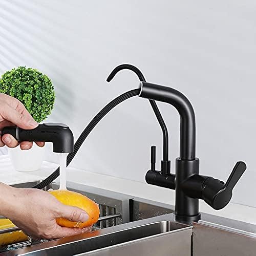 3-Wege-Küchenarmatur mit herausziehbarem Sprüher & Wasserfilter, schwarzer Dual-Sprühmodus, Wasserhahn für Trinkwasser & Küchenspüle, hoher Durchfluss, einfache Installation 3-Wege-Küchenarmatur mit herausziehbarem Sprüher & Wasserfilter, schwarzer Dual-Sprühmodus, Wasserhahn für Trinkwasser & Küchenspüle, hoher Durchfluss, einfache Installation von Generisch