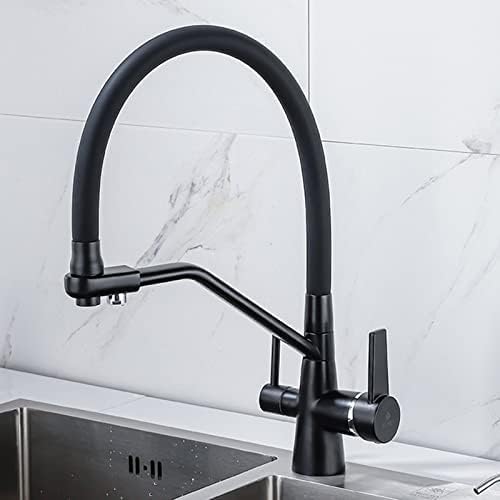 3 Wege Küchenarmatur mit herausziehbarer Brause 360° Drehbar Schwarz Mischbatterie Silikonschlauch & Wasserfilter Vielseitige Küchenspüle Wasserhahn für Moderne Häuser 3 Wege Küchenarmatur mit herausziehbarer Brause 360° Drehbar Schwarz Mischbatterie Silikonschlauch & Wasserfilter Vielseitige Küchenspüle Wasserhahn für Moderne Häuser von Generisch