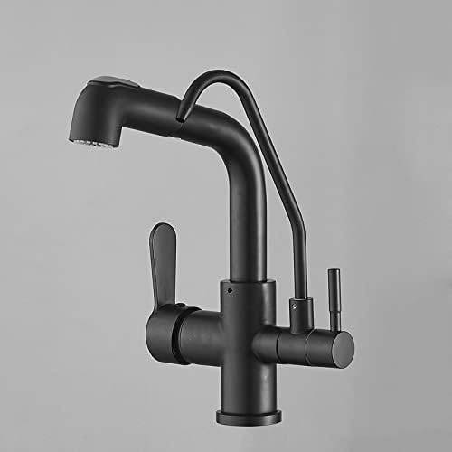 3-Wege-Küchenspüle Wasserhahn mit herausziehbarem Sprühkopf Doppelgriff Wasserfilter Wasserhahn 2 Sprühmodi Stilvoller schwarzer Mixer für Trinkwasser Purifin und Einfache Reinigung 3-Wege-Küchenspüle Wasserhahn mit herausziehbarem Sprühkopf Doppelgriff Wasserfilter Wasserhahn 2 Sprühmodi Stilvoller schwarzer Mixer für Trinkwasser Purifin und Einfache Reinigung von Generisch