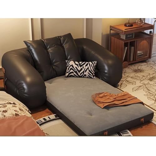3 in 1 Ausziehbett mit Armlehnen, multifunktionales Schlafsofa, Couch für kleine Räume, bequemes faltbares faules Sofa, schwarzes Schlafsofa für Wohnzimmer oder Wohnung von Generisch