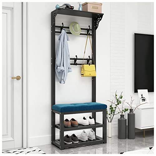 3-in-1 Eingangsbereich, Flur, Baum mit Garderobe, Schuhbank und Aufbewahrung, robuster Metallrahmen, stilvoll, Schwarz und Grau, Kapazität 100 Mäntel, platzsparend, für den Eingangsbereich zu Hause 3-in-1 Eingangsbereich, Flur, Baum mit Garderobe, Schuhbank und Aufbewahrung, robuster Metallrahmen, stilvoll, Schwarz und Grau, Kapazität 100 Mäntel, platzsparend, für den Eingangsbereich zu Hause von Generisch