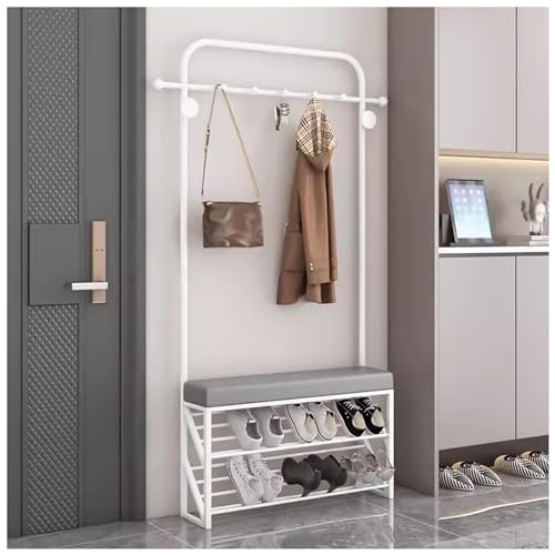 3-in-1 Flurbaum mit Schuhregal, Polsterbank, freistehend, Garderobenständer & Schuhaufbewahrung, Eingangsbereich, Nizer für Flur, Foyer, Wohnzimmer, platzsparendes Design von Generisch