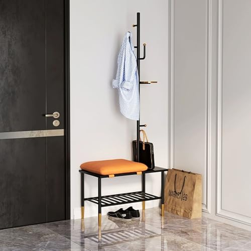 3-in-1-Garderobe mit Stauraum, Schuhbank for den Eingangsbereich mit Gepolstertem Hocker und Haken, Freistehende Schuhregal for Flur, Wohnzimmer 3-in-1-Garderobe mit Stauraum, Schuhbank for den Eingangsbereich mit Gepolstertem Hocker und Haken, Freistehende Schuhregal for Flur, Wohnzimmer von Generisch