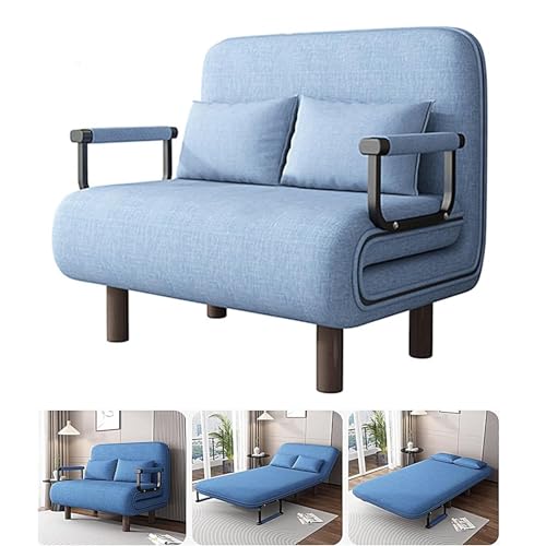 3-in-1-Klappbares Schlafsofa mit 5-stufig verstellbarer Rückenlehne, abnehmbar, waschbar, Bezug aus Baumwoll-Leinen, platzsparend, Chaiselongue, Couch für Wohnung & Schlafzimmer (Hellblau, 190 x 150 x 3-in-1-Klappbares Schlafsofa mit 5-stufig verstellbarer Rückenlehne, abnehmbar, waschbar, Bezug aus Baumwoll-Leinen, platzsparend, Chaiselongue, Couch für Wohnung & Schlafzimmer (Hellblau, 190 x 150 x von Generisch