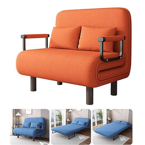 3-in-1-Klappbares Schlafsofa mit 5-stufig verstellbarer Rückenlehne, abnehmbar, waschbar, Bezug aus Baumwoll-Leinen, platzsparende Chaiselongue für Wohnung & Schlafzimmer (Orange, 190 x 80 x 28 cm) 3-in-1-Klappbares Schlafsofa mit 5-stufig verstellbarer Rückenlehne, abnehmbar, waschbar, Bezug aus Baumwoll-Leinen, platzsparende Chaiselongue für Wohnung & Schlafzimmer (Orange, 190 x 80 x 28 cm) von Generisch