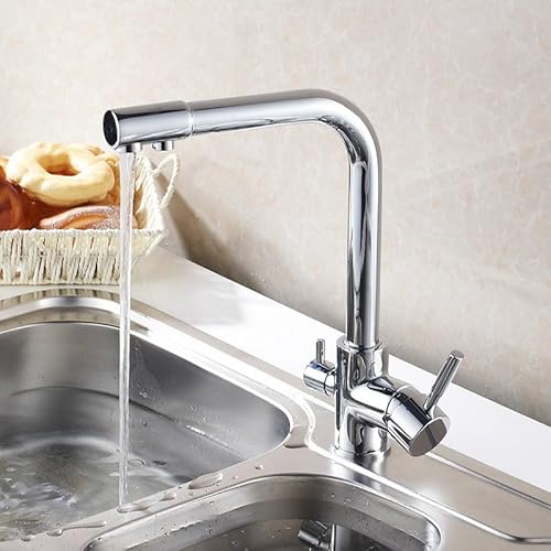 3 in 1 Küchenarmatur mit 360° Schwenkbar Chrom Finish 1 Loch Design Mischbatterie für Spüle Inklusive Wasserfilter Stilvolle und Funktionale Küchenarmatur von Generisch
