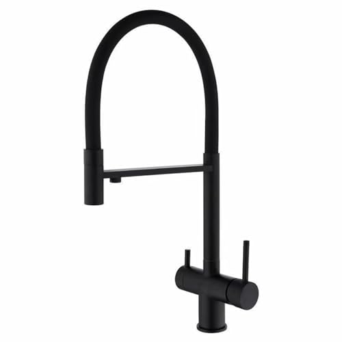 3 in 1 Küchenspüle Mischbatterie mit herausziehbarem Brause Doppelgriff Trinkwasserhahn Schwarz Wasserfilter Wasserhahn Doppelauslass für die Küche 3 in 1 Küchenspüle Mischbatterie mit herausziehbarem Brause Doppelgriff Trinkwasserhahn Schwarz Wasserfilter Wasserhahn Doppelauslass für die Küche von Generisch
