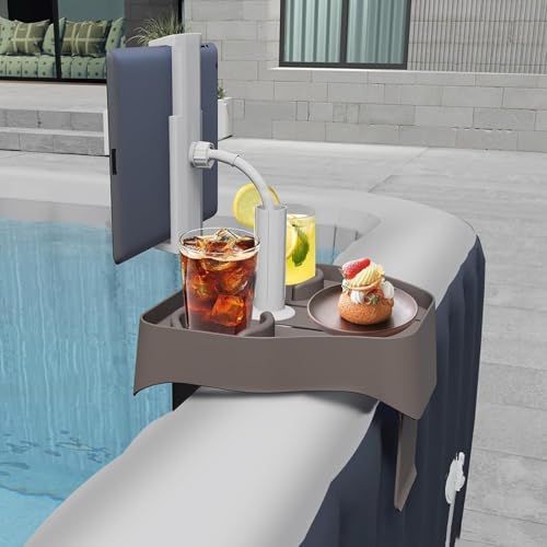 3-in-1 Verstellbares Pool Tisch Tablett mit Getränkehalter und Handyhalter, passend für Outdoor Aufblasbarer Pools/Spa Ablagetablett, Multifunktionaler Pool Zubehör von Generisch